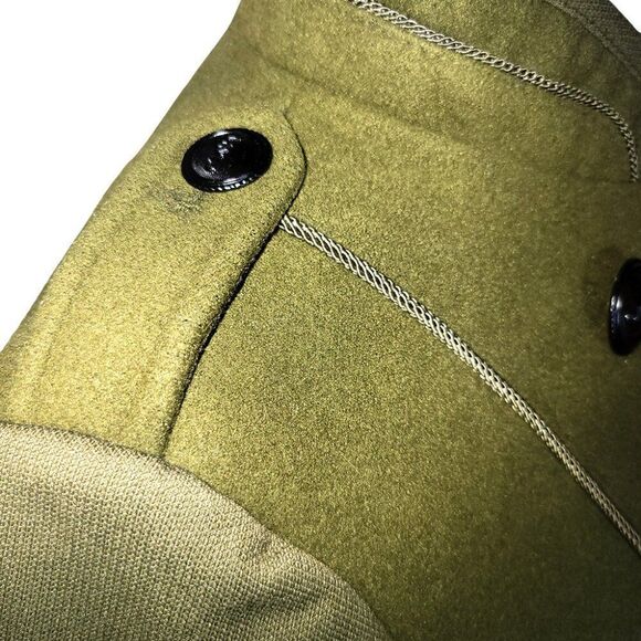 Army green double-breasted tapered military blazer suit jacket - Picture 7 of 10
